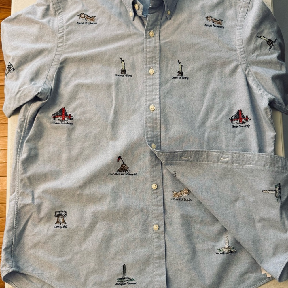 Ralph Lauren Blue Casual Button Down Shirt Nautical Print